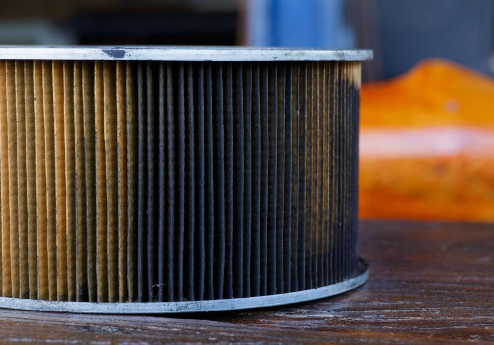 Dirty air filter.There are dirty oil stains-min